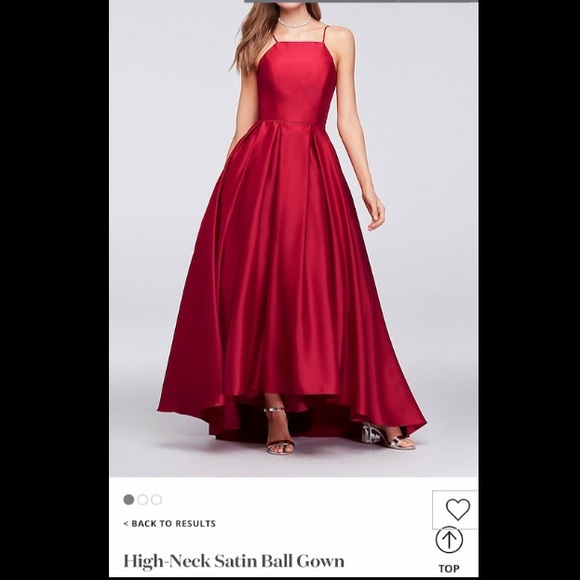 David's Bridal Dresses & Skirts - David’s Bridal red high-neck satin ball gown